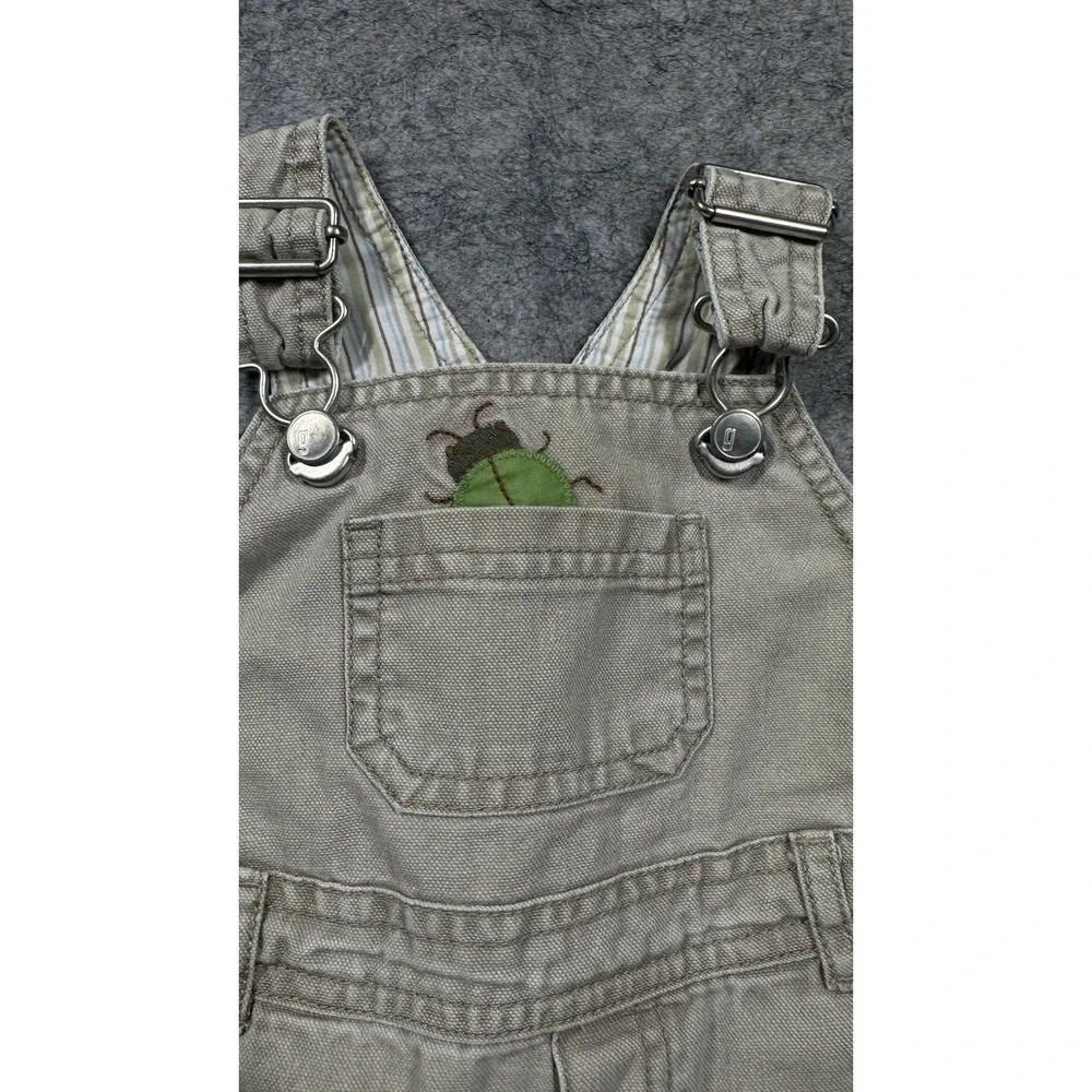 Vintage Gymboree Khaki Beetle Bug Overalls Baby Boys 9-12 M Pockets